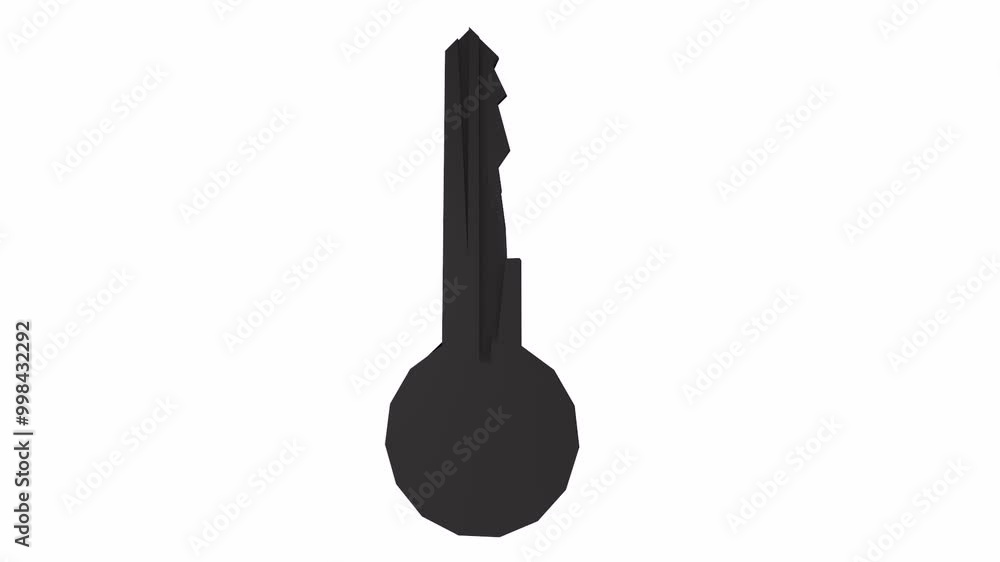 3D rendering of an intricate black key design from various angles 3D rendering of an intricate black key design from various angles