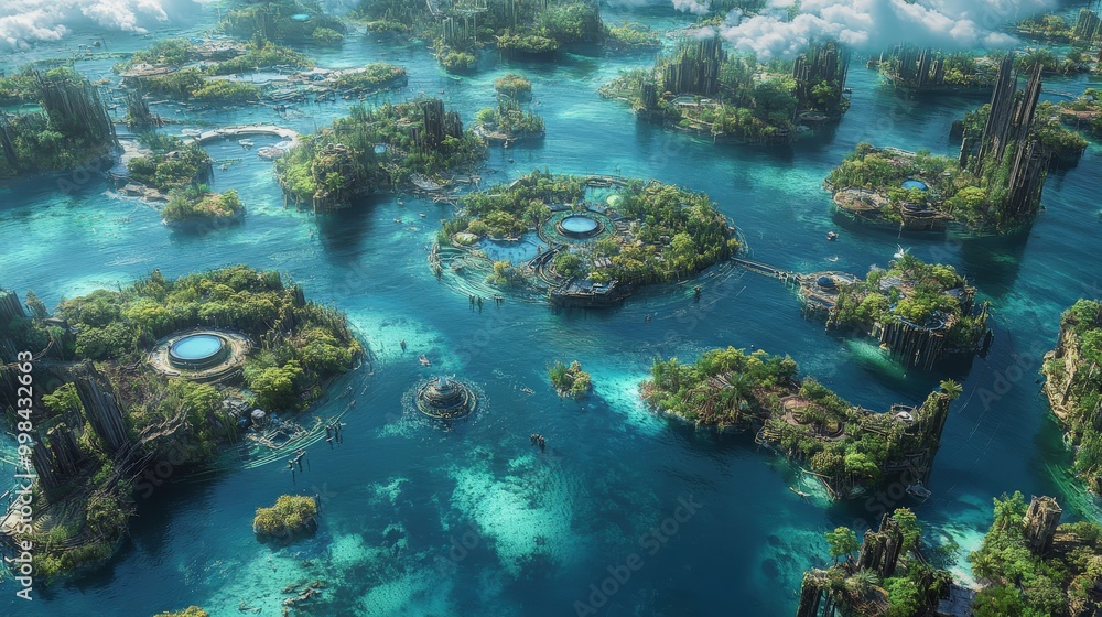 Fototapeta premium Visualize a stunning world where water is the main feature.