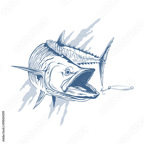 vector logo hungry mackerel fishing