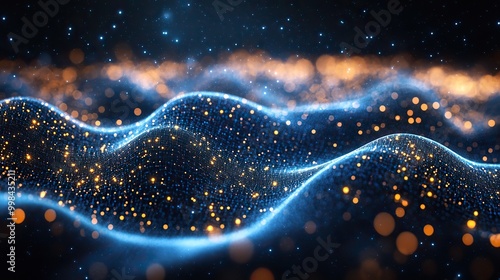 An abstract background with dots and connected lines represents cyber technology and network connections.