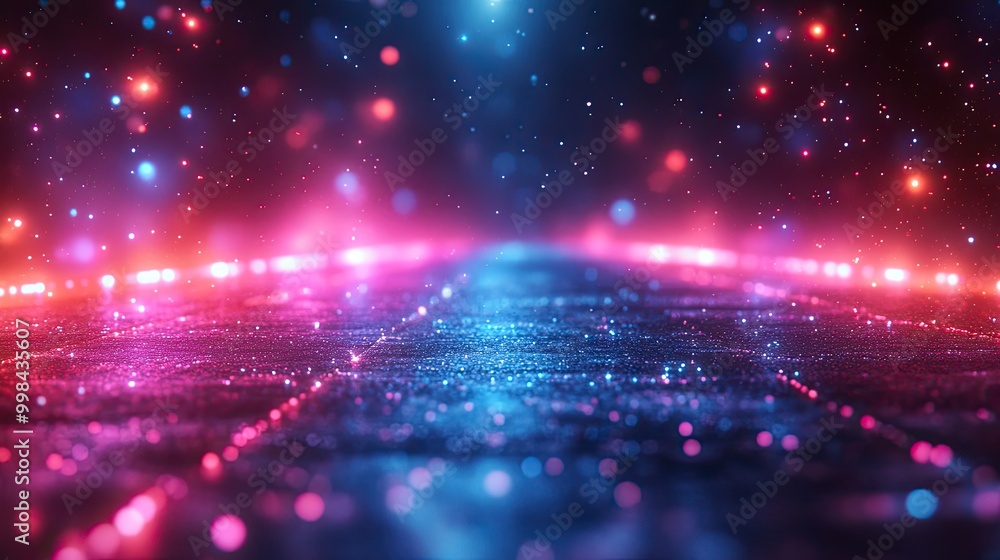 Fototapeta premium An abstract background with neon lights in blue and purple creates a vibrant technological atmosphere.