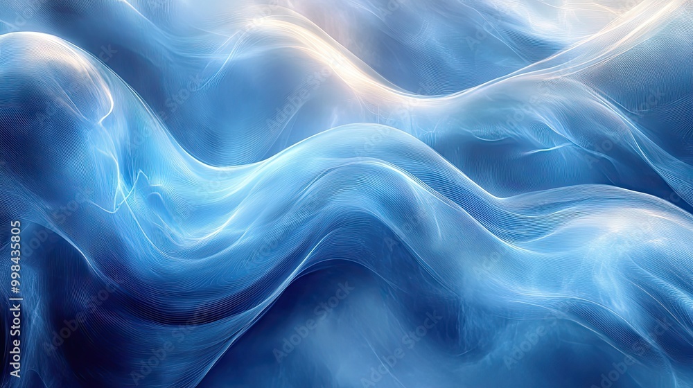 Obraz premium An abstract background with smooth blue and turquoise lines highlights high-tech design.