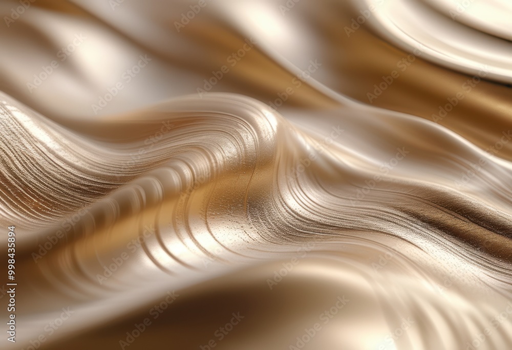 Fototapeta premium Abstract, flowing golden silk waves with smooth textures and shimmering metallic sheen for elegant and luxurious designs.