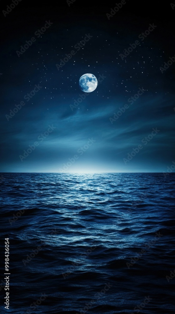 Moonlit Ocean with Starry Night Sky Moonlit Ocean with Starry Night Sky