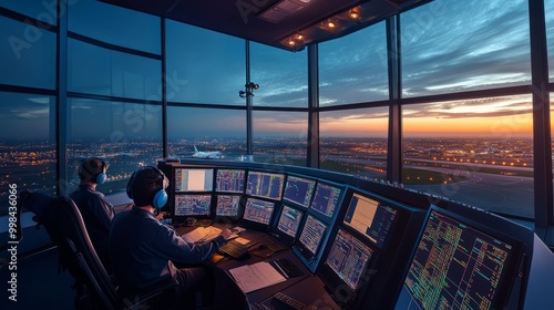 Air Traffic Control Tower at Sunset