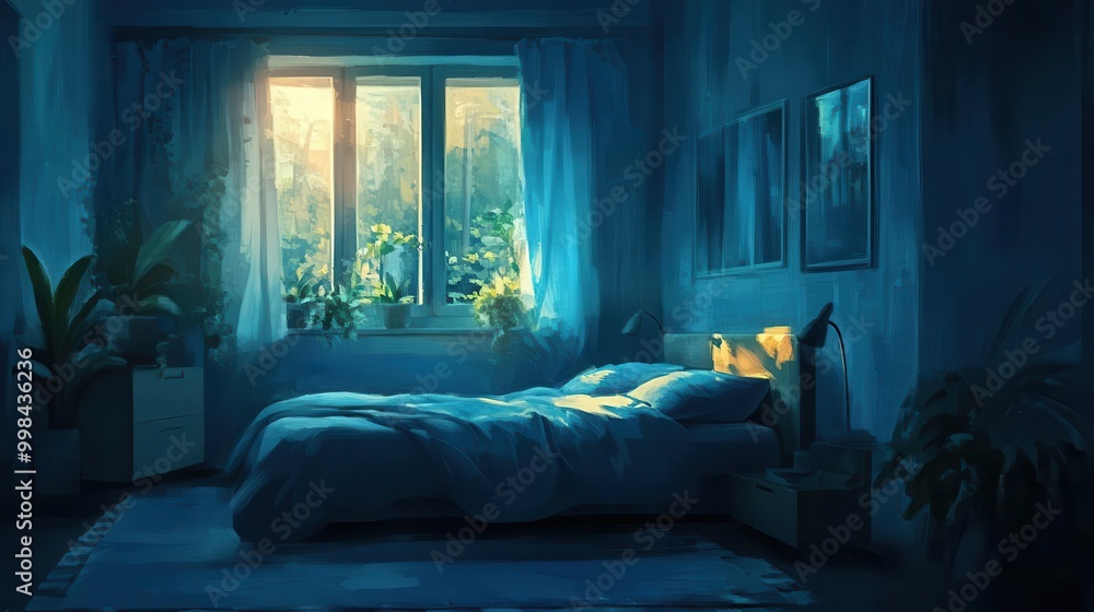 moody dark bedroom interior with dramatic lighting and shadows digital painting moody dark bedroom interior with dramatic lighting and shadows digital painting