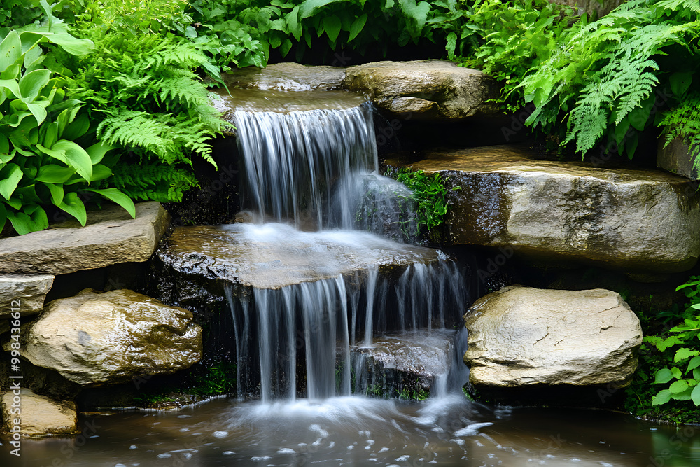 The cascading waterfall, nestled amidst a verdant forest, creates a serene and enchanting scene The cascading waterfall, nestled amidst a verdant forest, creates a serene and enchanting scene