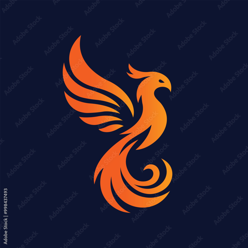 Obraz premium phoenix logo flat design in orange color