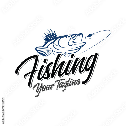 vector logo line art fishing