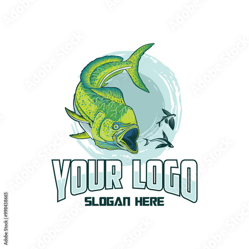 vector logo jump mahi-mahi sport fishing