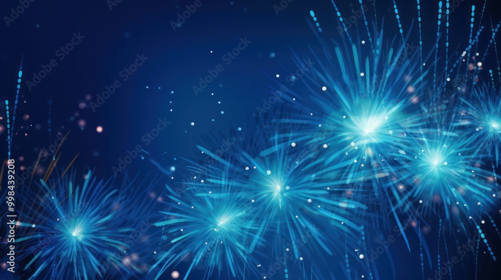 Abstract Fireworks Display with Blue Hues Abstract Fireworks Display with Blue Hues