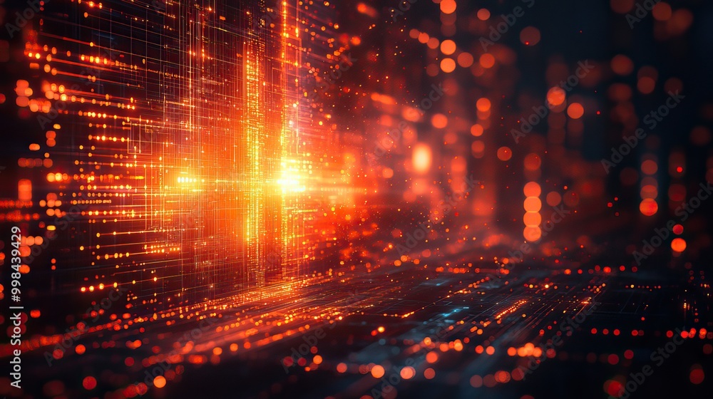 Obraz premium An abstract business-oriented futuristic background featuring glowing lines and data technology elements.