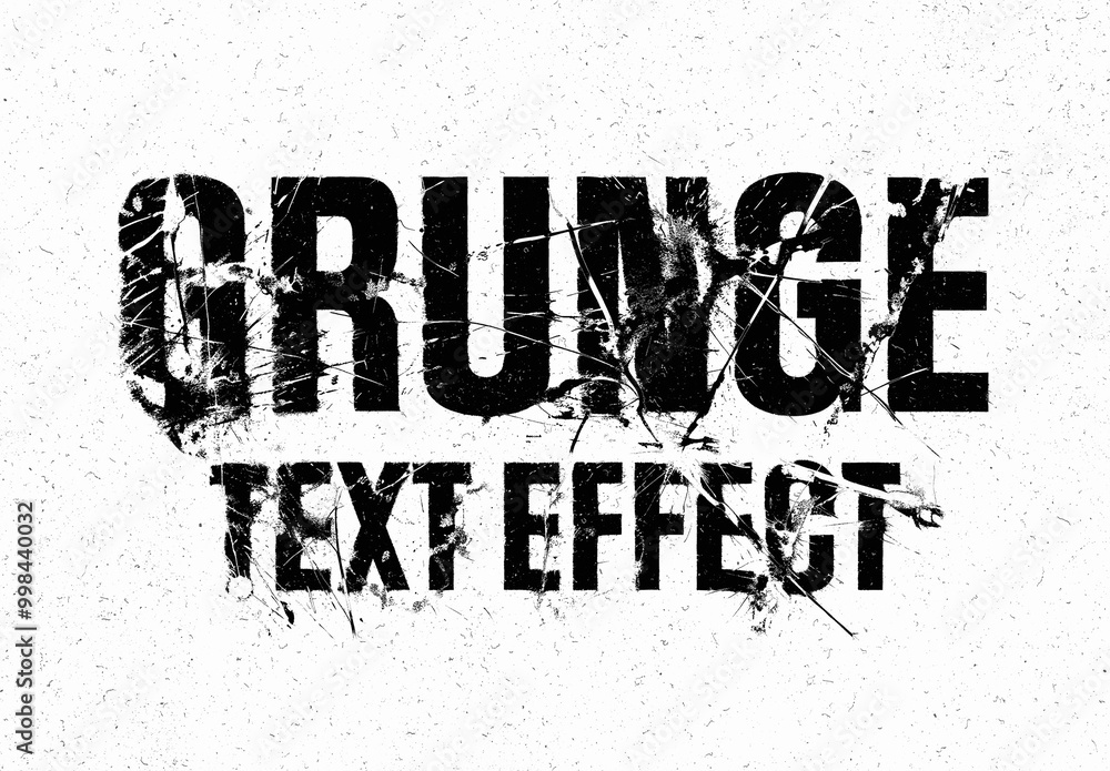 Demonetize Grunge Destroyed Text Effect Mockup With Generative AI Stock Template ...