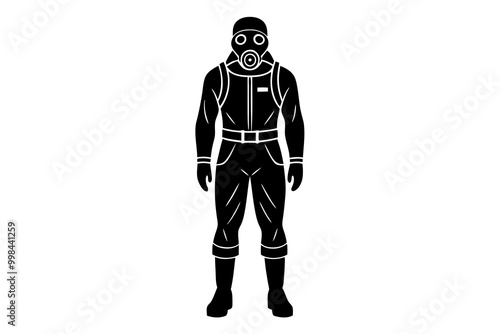  Soldier in Gas Mask Silhouette Vector Illustration