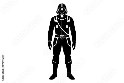  Soldier in Gas Mask Silhouette Vector Illustration