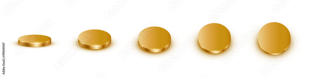 Gold podiums. Golden 3d round metal platforms for product presentation or winner award ceremony in different angles view. Set of luxury empty stages on white background. Realistic vector illustration. Gold podiums. Golden 3d round metal platforms for product presentation or winner award ceremony in different angles view. Set of luxury empty stages on white background. Realistic vector illustration.
