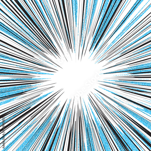 Manga background. Comic anime black and blue lines on white. Fast speed lines movement effect frame. Superhero action. Square vector illustration.