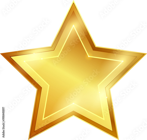 Golden shining star on a transparent background. Vector.