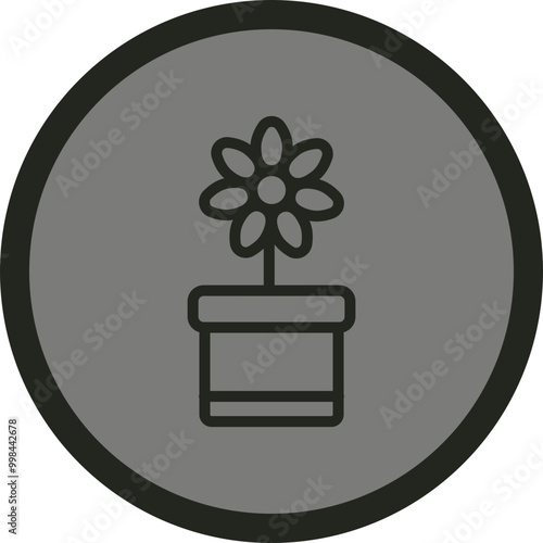 Flower Pot Vector Icon Design