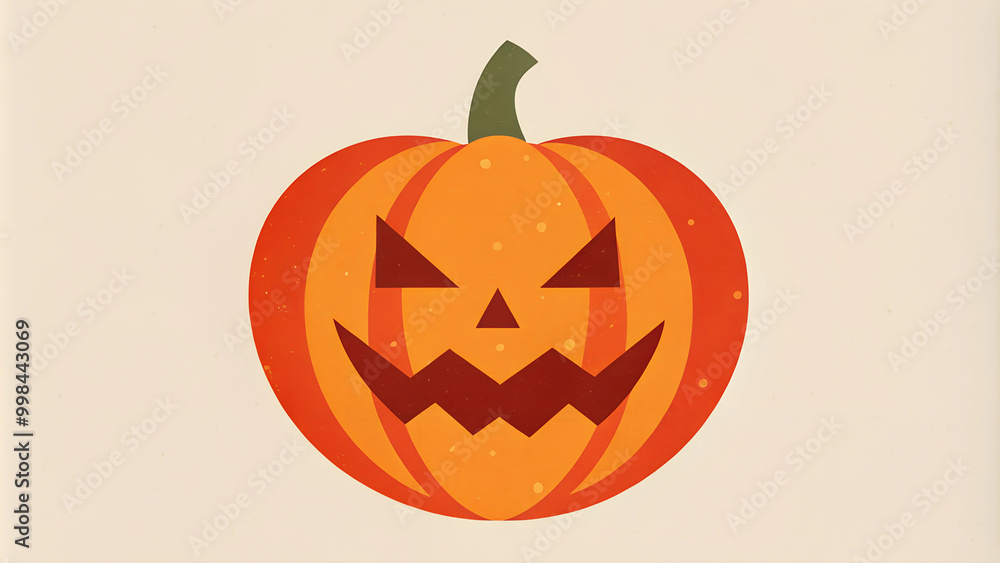 Stylized Halloween pumpkin with a grinning face on a light background Stylized Halloween pumpkin with a grinning face on a light background