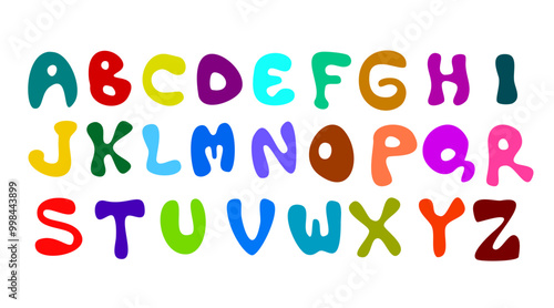 Hand Drawn Fluid Alphabet letters. Flat vector design.