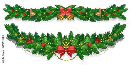 Wallpaper Mural Christmas tree garlands emblem colorful Torontodigital.ca