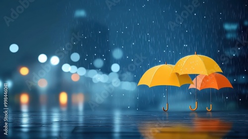 Wallpaper Mural Raindrops falling on umbrellas, city street view Torontodigital.ca