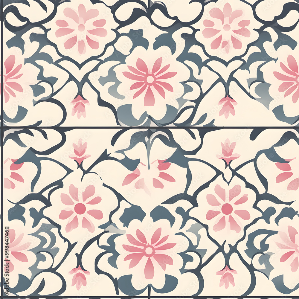 Japanese-style 2D illustrator doodle patterns for floor tiles and wallpaper Japanese-style 2D illustrator doodle patterns for floor tiles and wallpaper