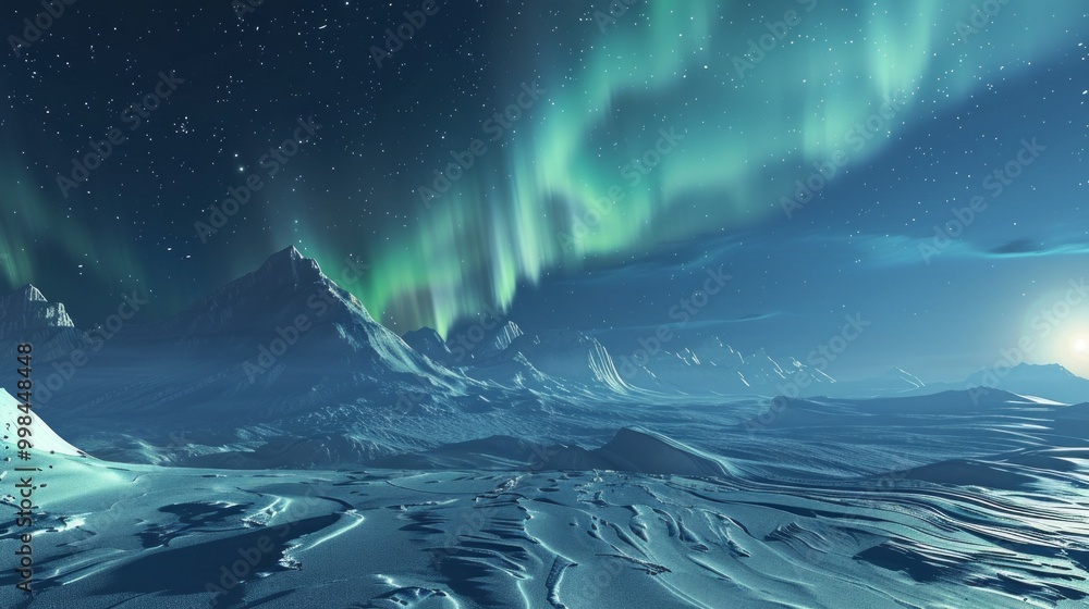 Fototapeta premium A beautiful night sky with a bright aurora borealis