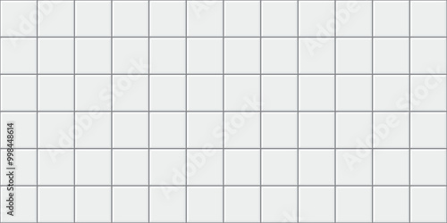 White wall tiles seamless background. Square brick pattern for kitchen, bathroom or outdoor architecture vector illustration. Ceramic tiled grid pattern. Glossy interior design tiled material.