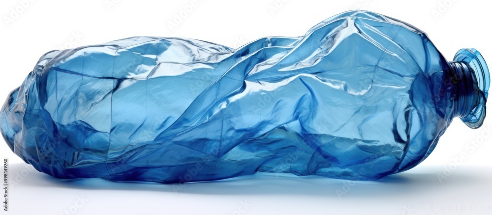Fototapeta premium Crushed Blue Plastic Water Bottle