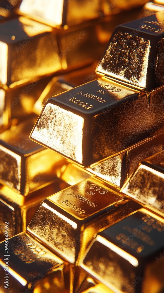 Close-Up of Neatly Stacked Gold Bars Close-Up of Neatly Stacked Gold Bars