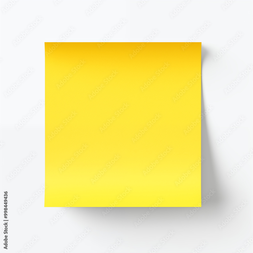 Yellow Sticky Note Mockup on White Background Yellow Sticky Note Mockup on White Background