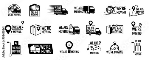 We are moving transportation cargo logistic logo