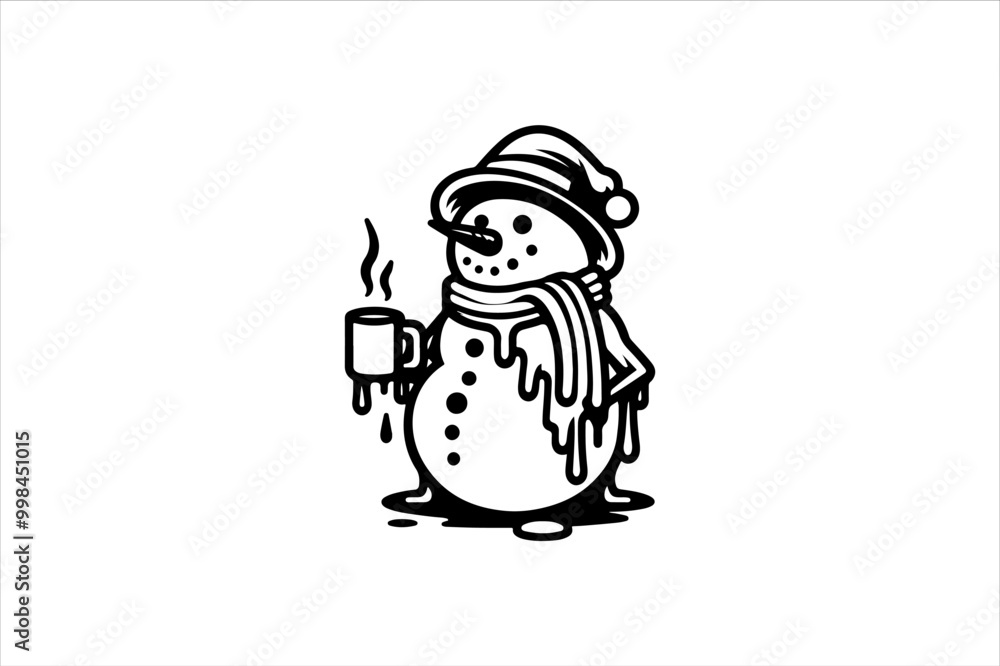 Naklejka premium Snowman vector illustration. Snowman Icon Vector Illustration. Snowman Silhouette Vector Illustration.