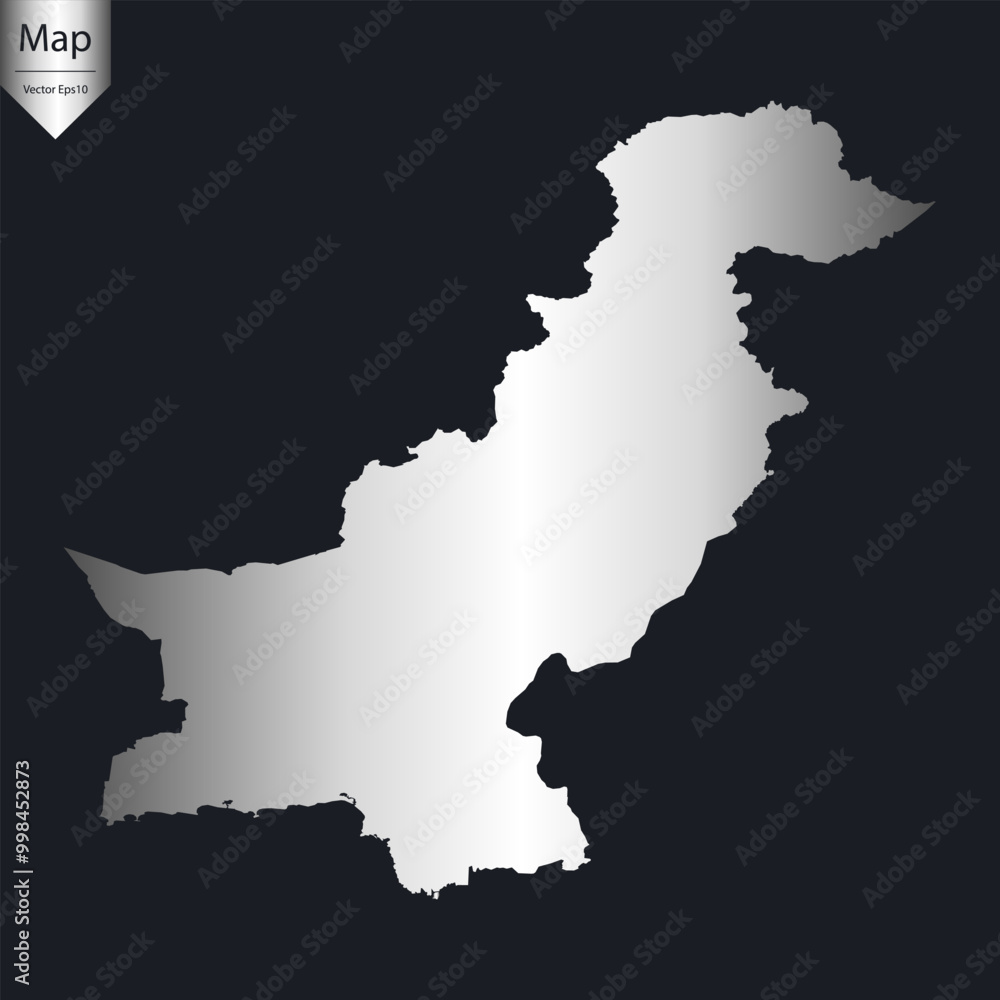 Obraz premium Abstract - High Detailed Silver Map of Pakistan. Vector illustration eps10. 
