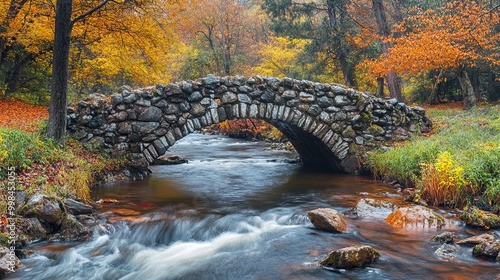 Stone Bridge Over Autumn Creek