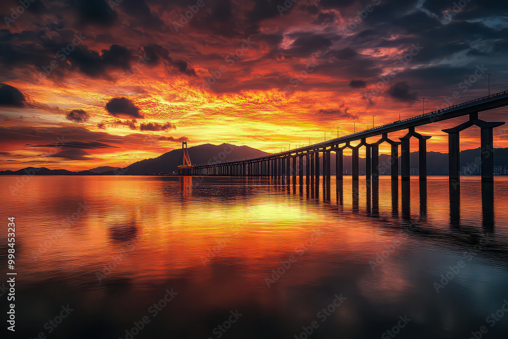 Obraz premium Penang Bridge at sunset