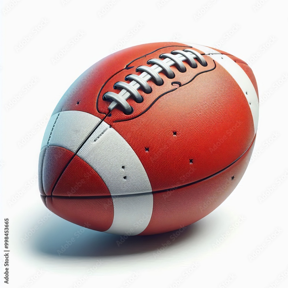 American football ball with white laces isolated on white background. Studio close-up shot of a leather football. Sports equipment concept American football ball with white laces isolated on white background. Studio close-up shot of a leather football. Sports equipment concept