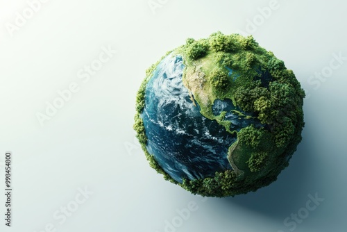 green planet earth on solid white background
