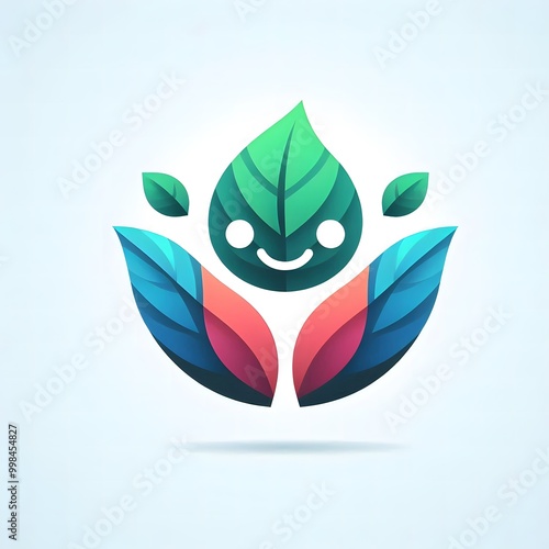 Free Download AI Generate of Happy Tea Leaf. Vector, Logo, Symbol, Abstract. - GFXLoad