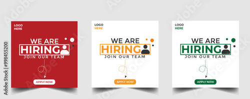 We are hiring recruitment open job vacancy design vector social media post banner template or web banner layout