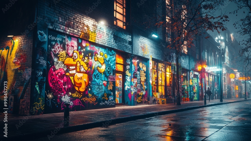 Fototapeta premium Vibrant Street Art in Urban Night Scene