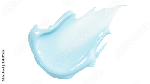 Obraz na płótnie Smooth light blue cream smear with glossy texture transparent image. Skincare hydrating product isolated cutout 3d render. Cosmetic lotion brushstroke cut out clipart design element png w salonie