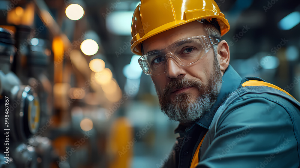 An engineer of middle age performs quality control checks at a production facility An engineer of middle age performs quality control checks at a production facility