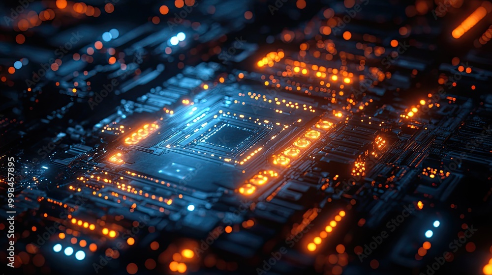 Obraz premium An innovation-driven abstract technology background centered around computer communication.