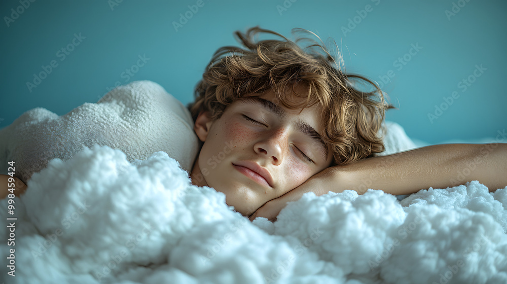 A Young Man Sleeping on a Pillow with a Cloud Decoration
A Young Man Sleeping on a Pillow with a Cloud Decoration