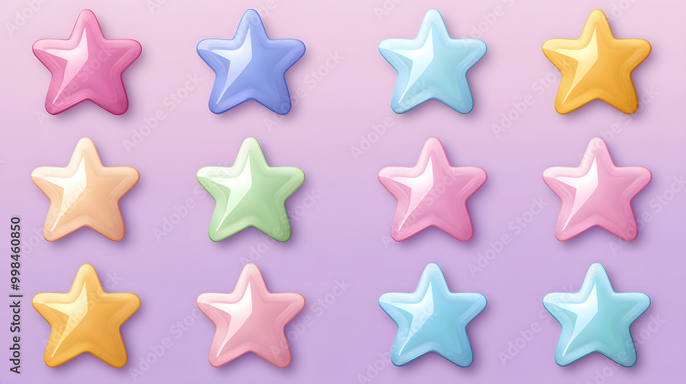 Pastel star set of icons with soft edges placed on a plain background Pastel star set of icons with soft edges placed on a plain background