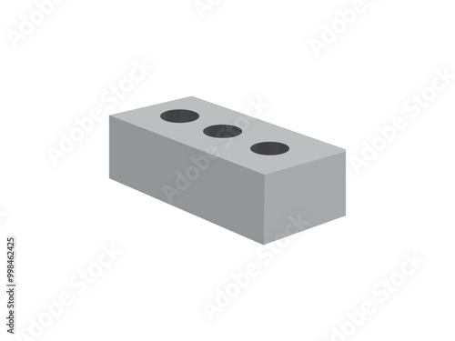 Gray Cement Cinder Block Isolated on White Background.