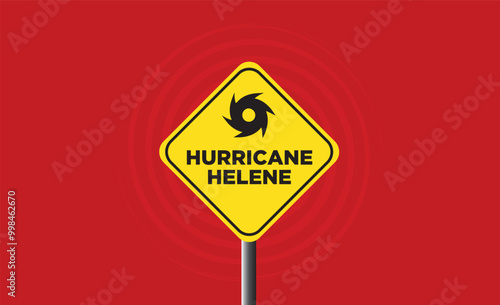 Hurricane Helene Alert, traffic sign information vector illustration.